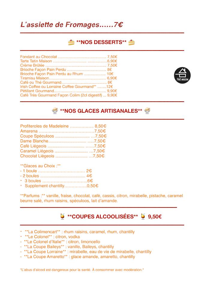 Les Colimençarts - Menu Image 1